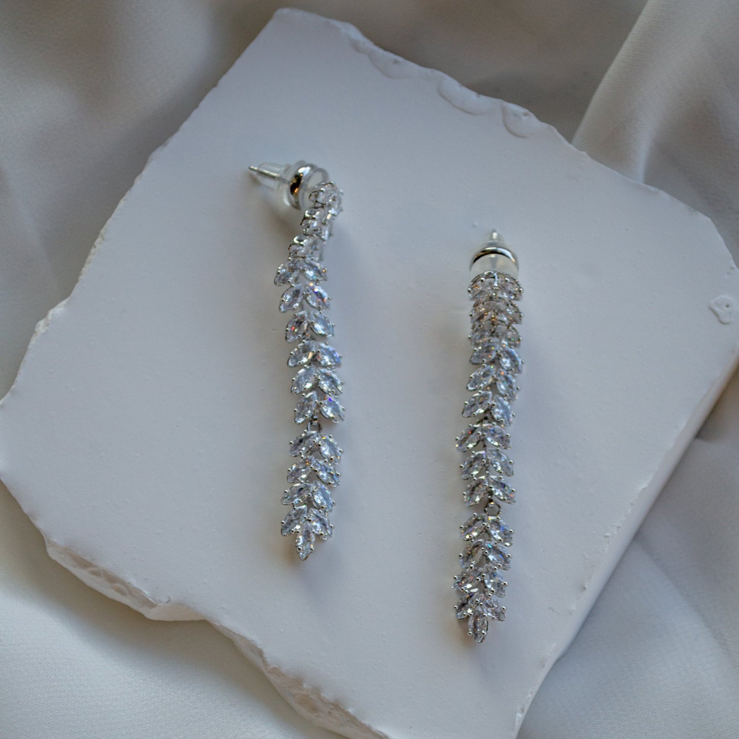 Silver Crystal Pedal Earings