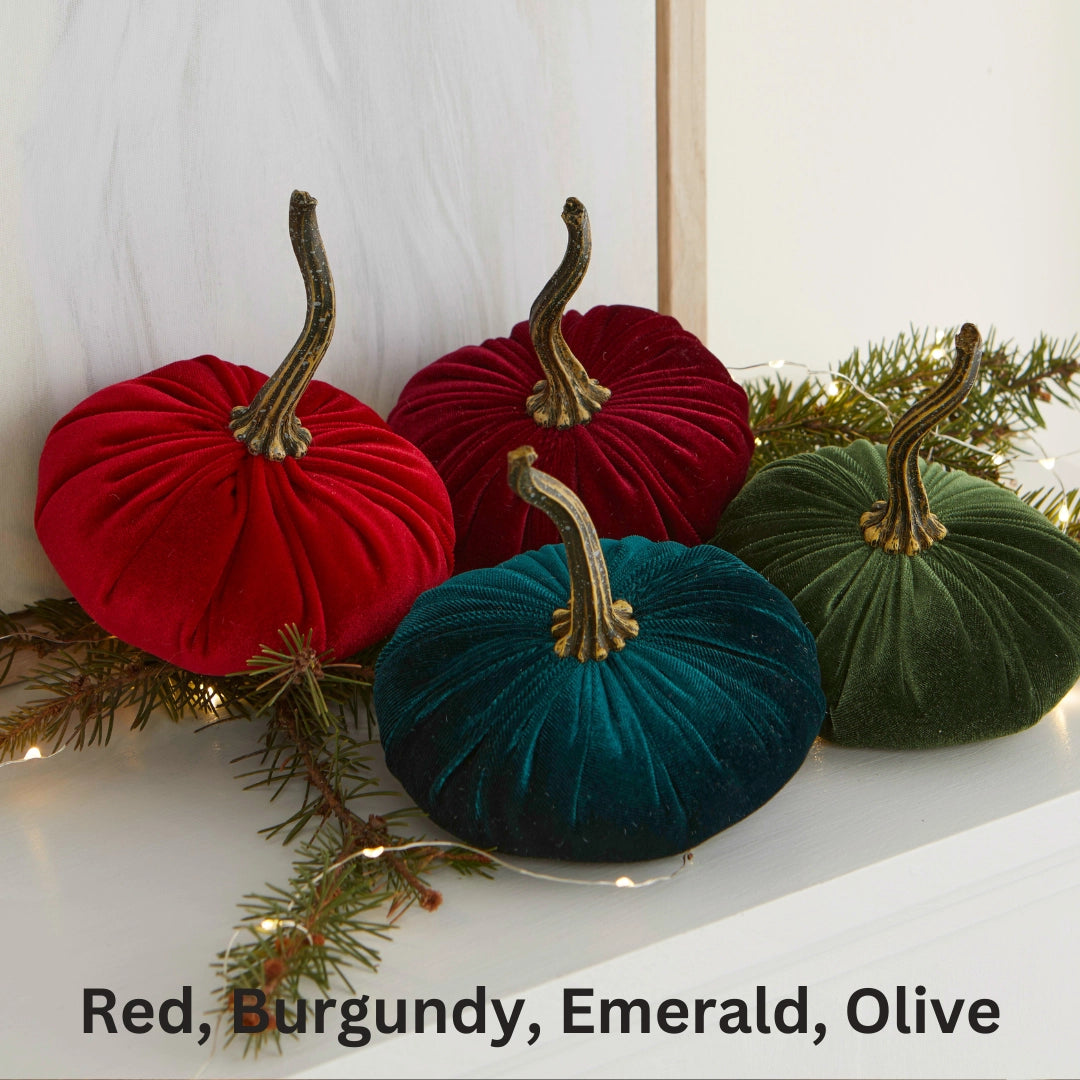 Small Burgundy Velvet Pumpkin