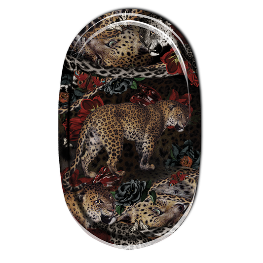 Voglio Bene Leopard and Rose Oval Tray