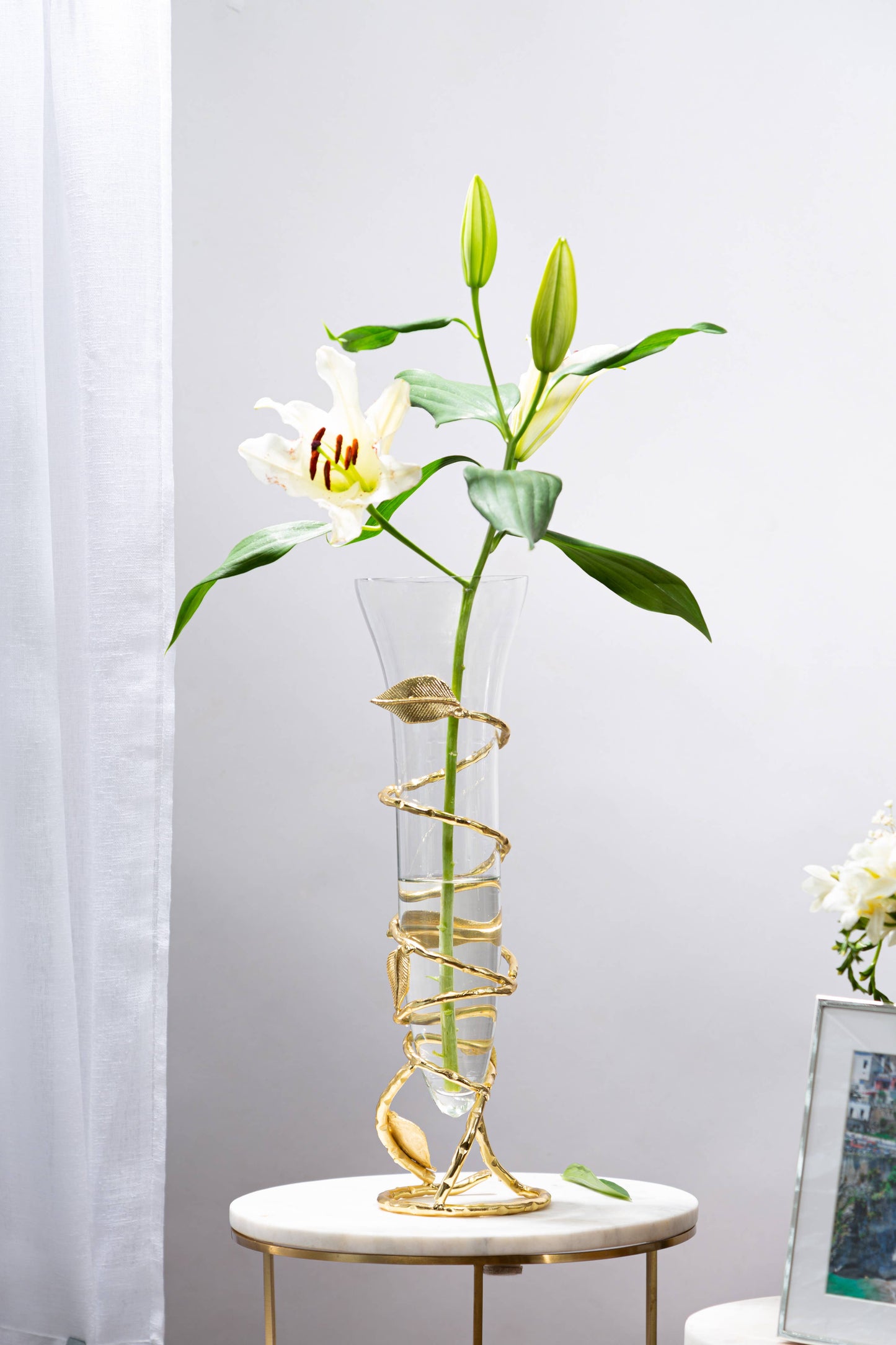 Gold Leaf Vase with Removable Glass