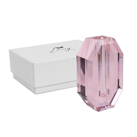 OCTAGON CRYSTAL VASE: PINK