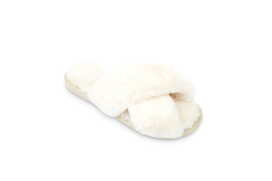 Plush Crossband Slide House Slippers