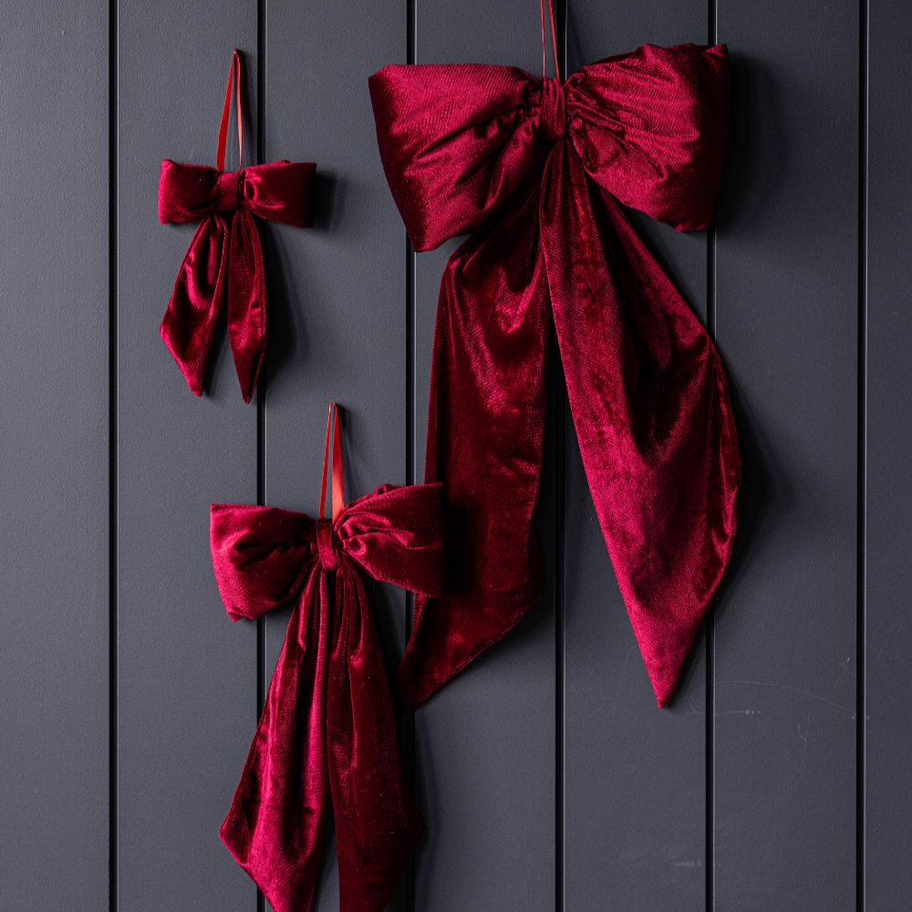 Bows Red Velvet Fabric
