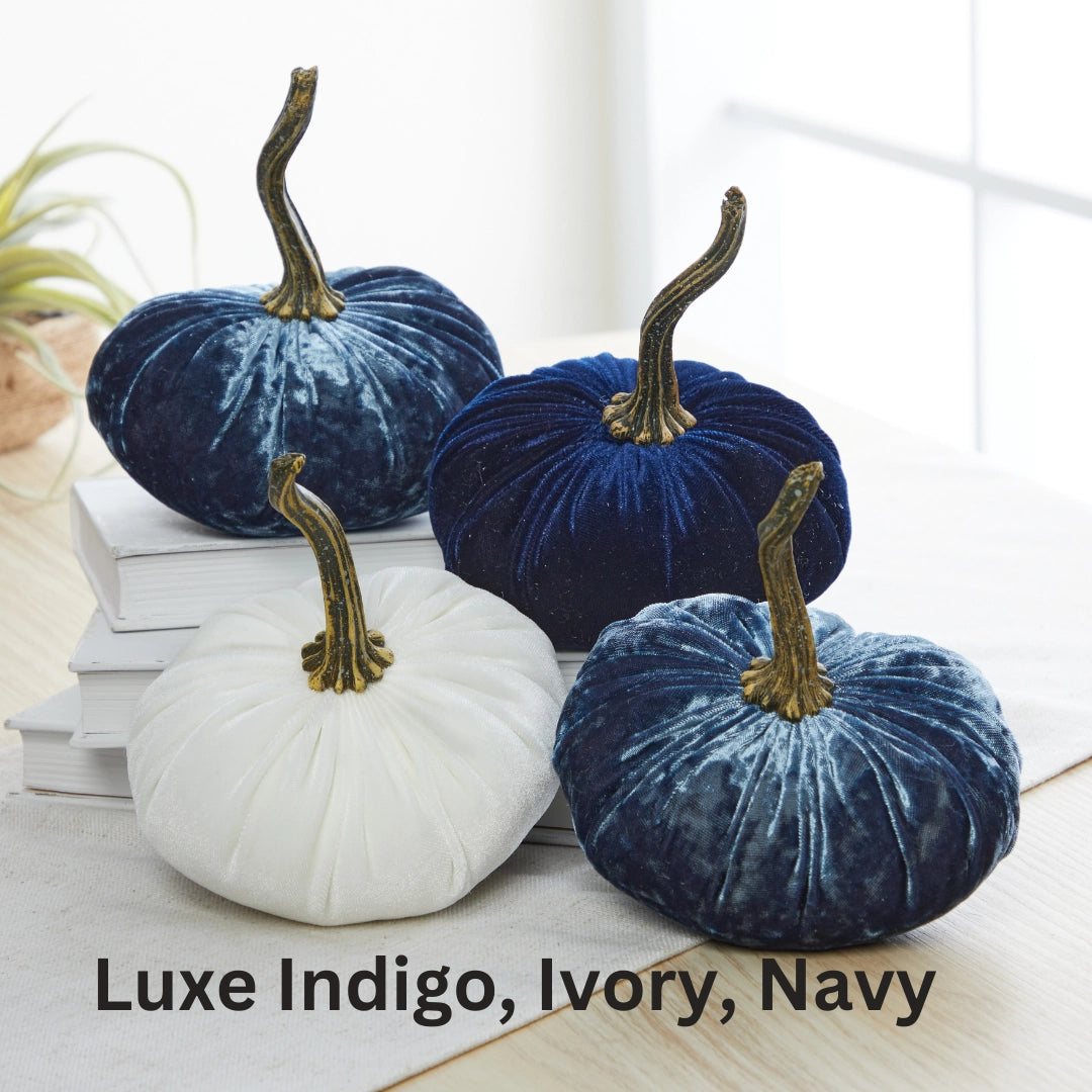 Large Ivory Velvet Pumpkin