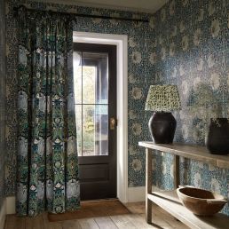 Helena Velvet Fabric: Indigo/Boughs - Morris & Co
