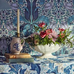 Leister Cosmo Pink/Indigo - Fabric - Morris & Co